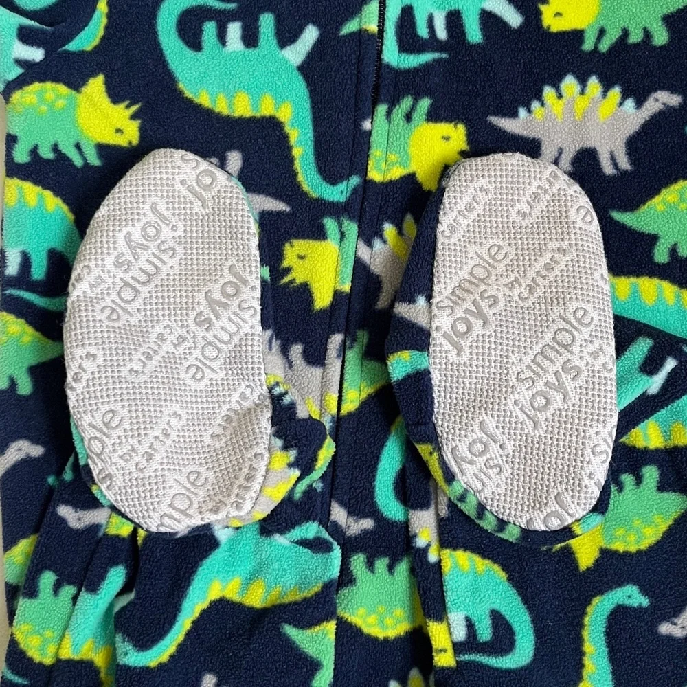 Simple Joys By Carter’s Baby Boy Zip Up Fleece Footed Pj’s Size 12 Months